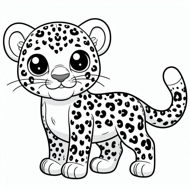 Desenho de Filhote de Leopardo para Colorir