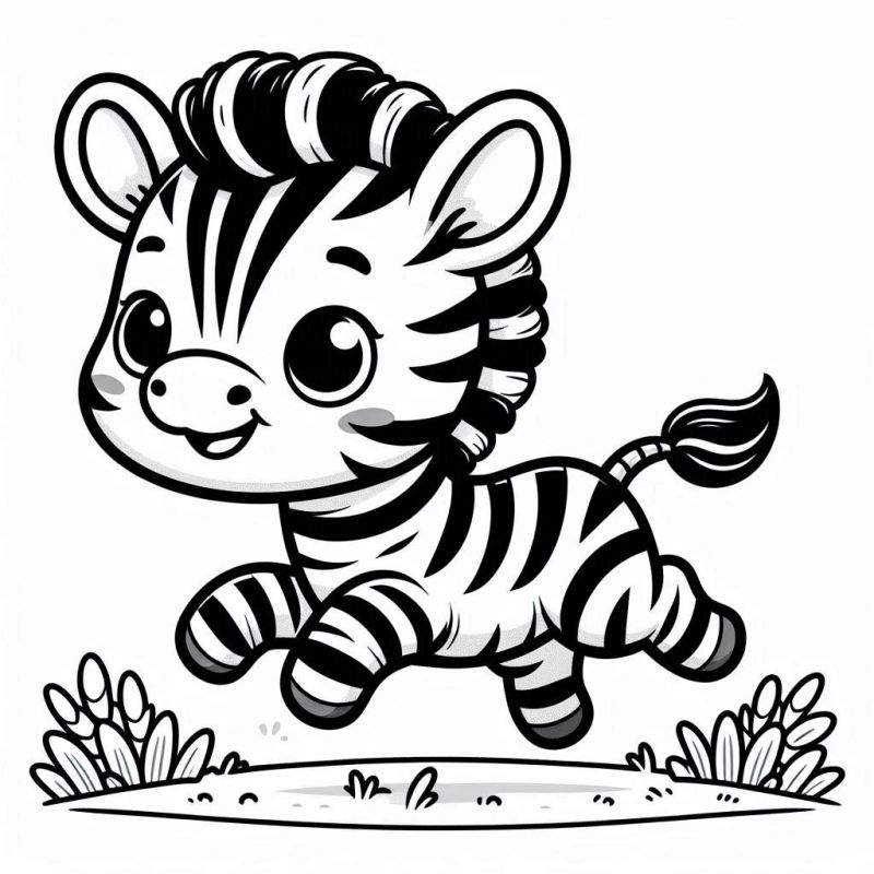 Zebra Bebê Fofinha Pulando para Colorir