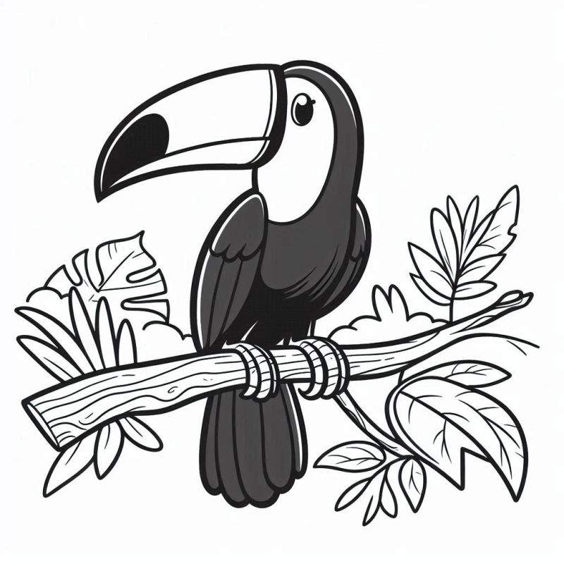 Desenho detalhado de um tucano para colorir