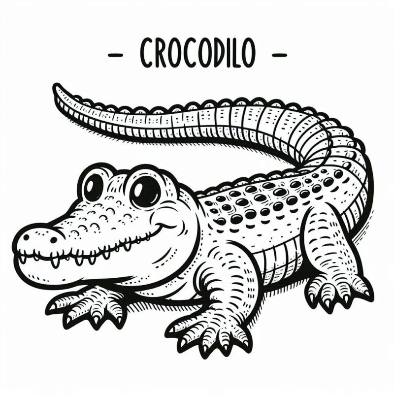 Desenho de Crocodilo Cartoon para Colorir