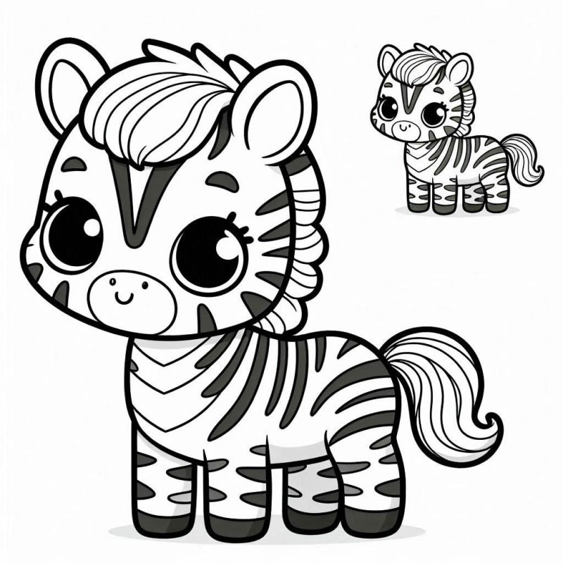 Divertido Desenho de Zebra em Estilo Cartoon para Colorir