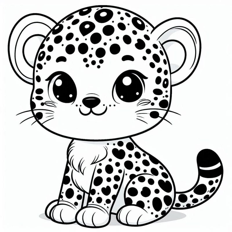 Desenho de Filhote de Leopardo Estilizado para Colorir