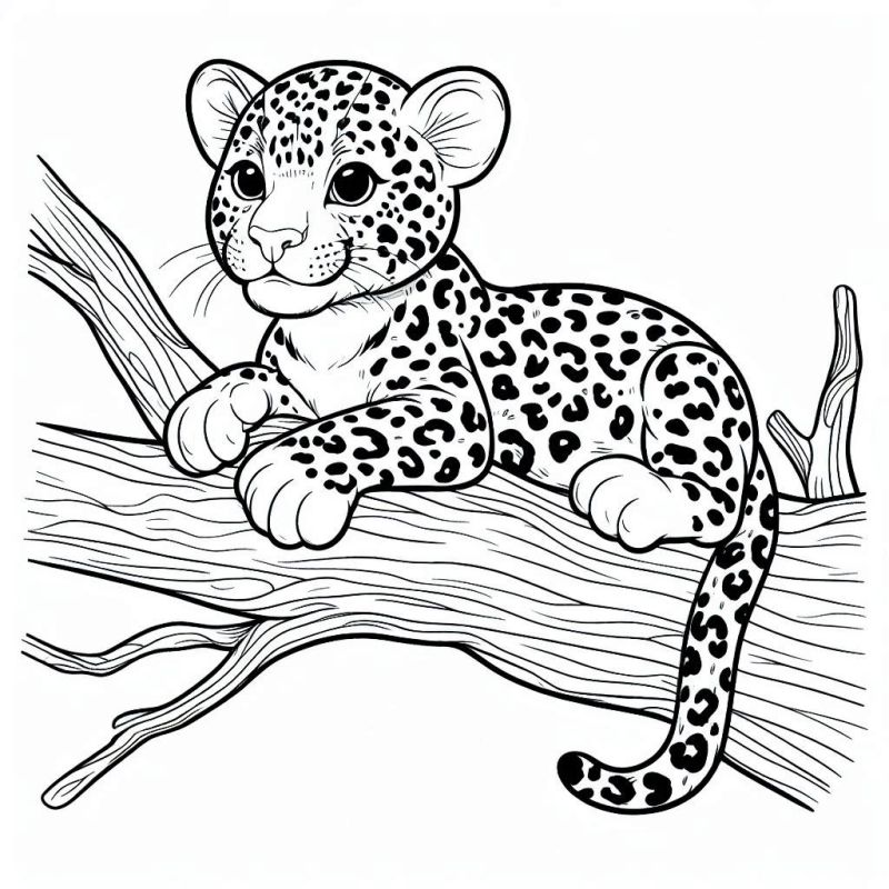 Desenho de Filhote de Leopardo para Colorir