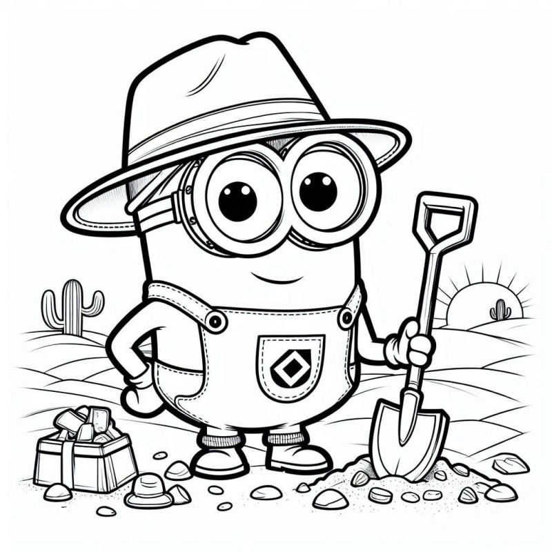 Desenho do Minion Explorador no Deserto para Colorir