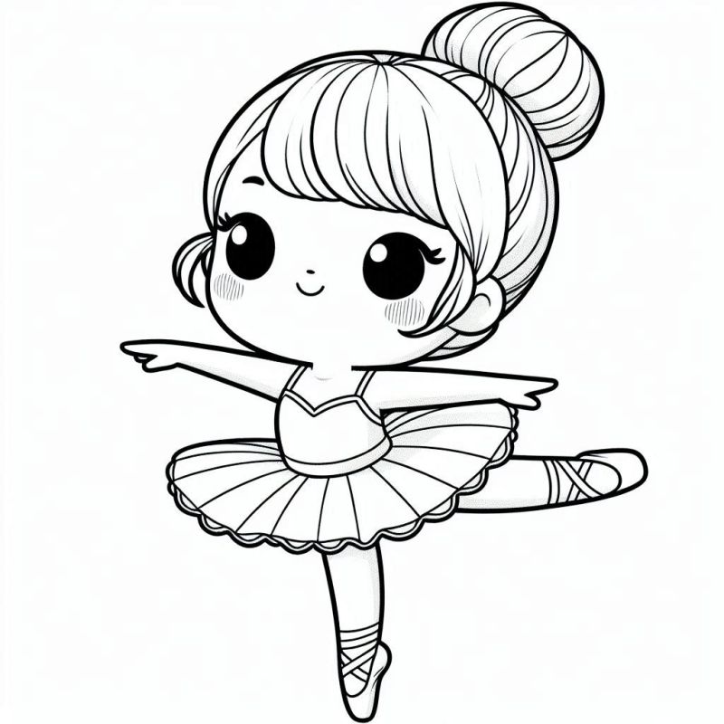 Desenho de Bailarina Infantil Clássica para Colorir