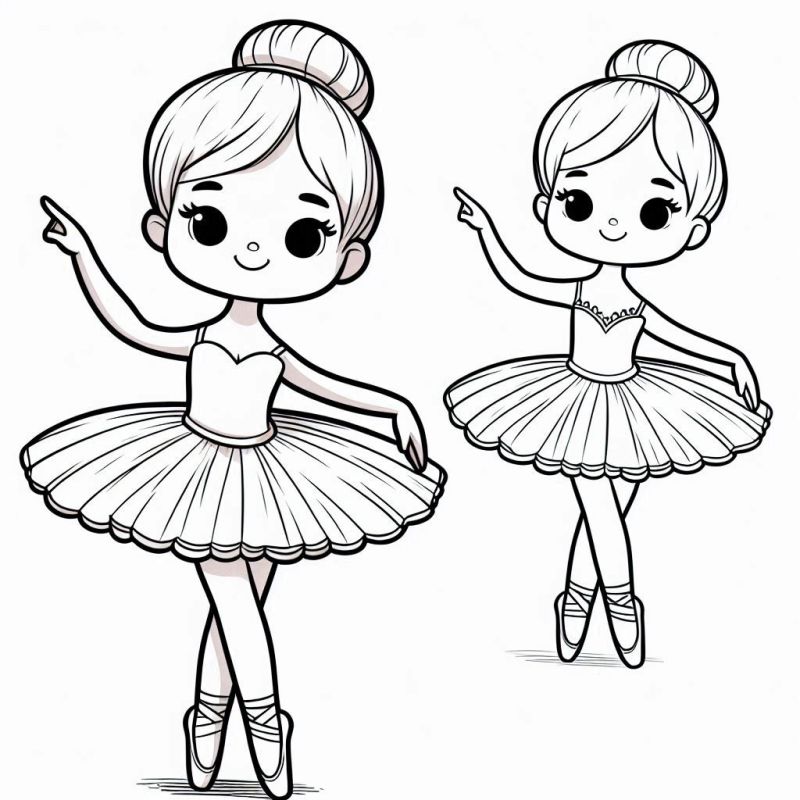 Desenho de Bailarinas Estilizadas para Colorir