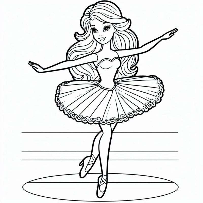 Desenho de Barbie Bailarina Clássica para Colorir