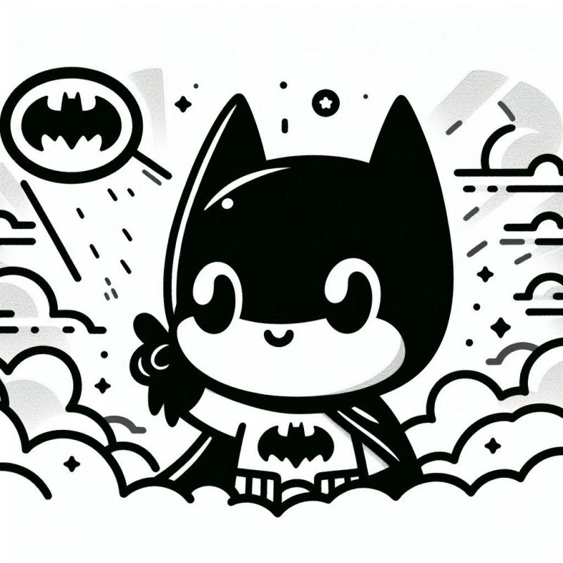 Desenho Adorável de Batman Chibi para Colorir