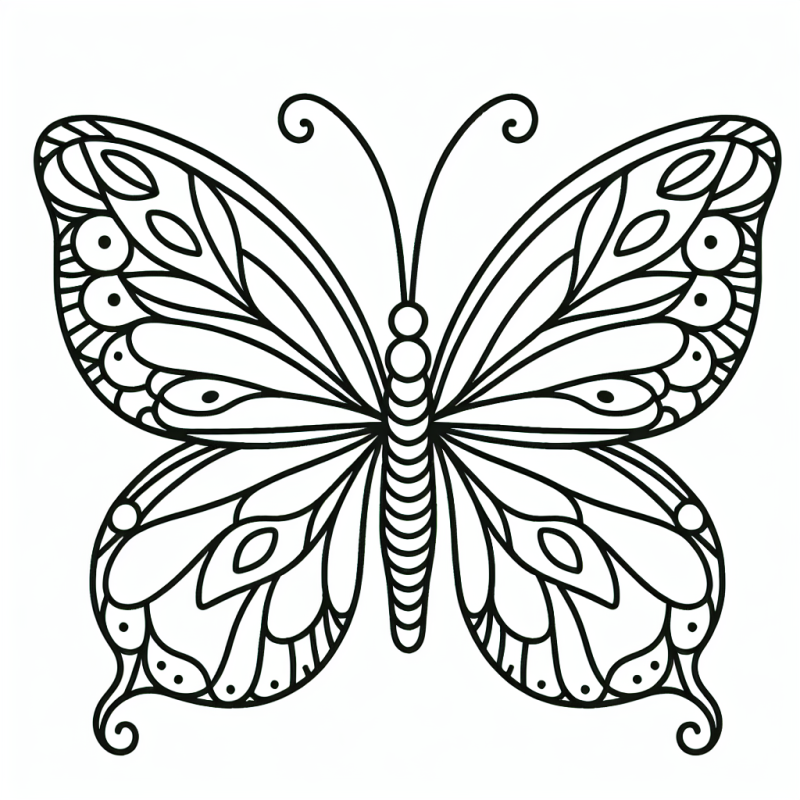 Desenho de Borboleta Simétrica Detalhada para Colorir