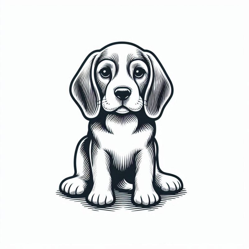 Desenho de cachorro filhote beagle para colorir