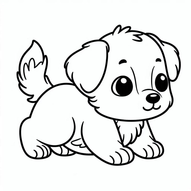 Desenho de Filhote de Cachorro Animado para Colorir
