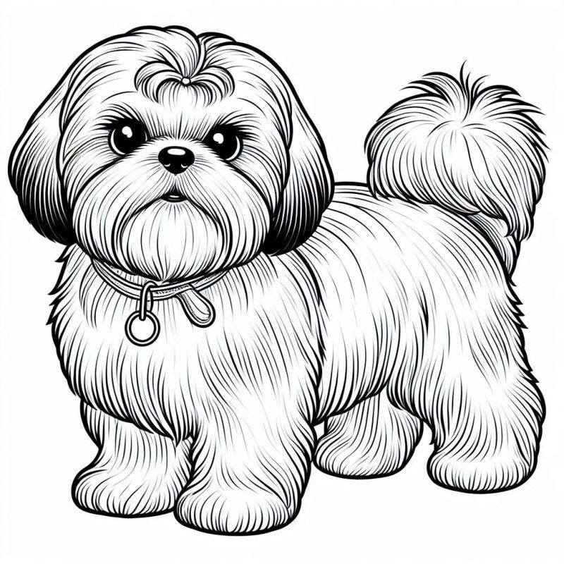 Desenho Detalhado do Cachorro Shih Tzu para Colorir