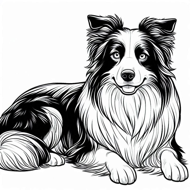 Desenho de Border Collie para Colorir