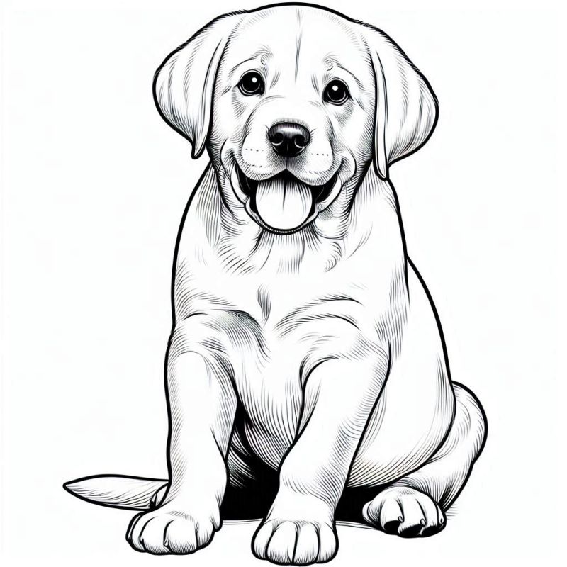 Desenho para colorir de um Labrador Retriever simpático e alegre