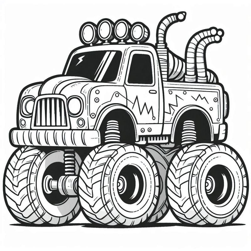 Desenho de Carro Monster Truck para Colorir