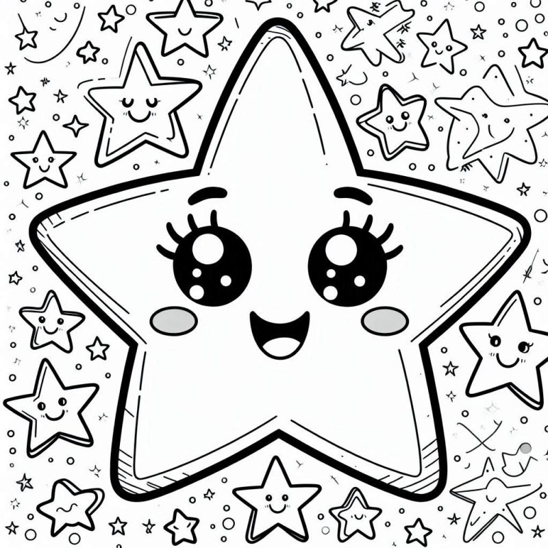 Desenho de Estrelas Sorridentes para Colorir