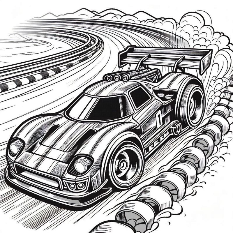 Desenho de Carro de Corrida Hot Wheels para Colorir