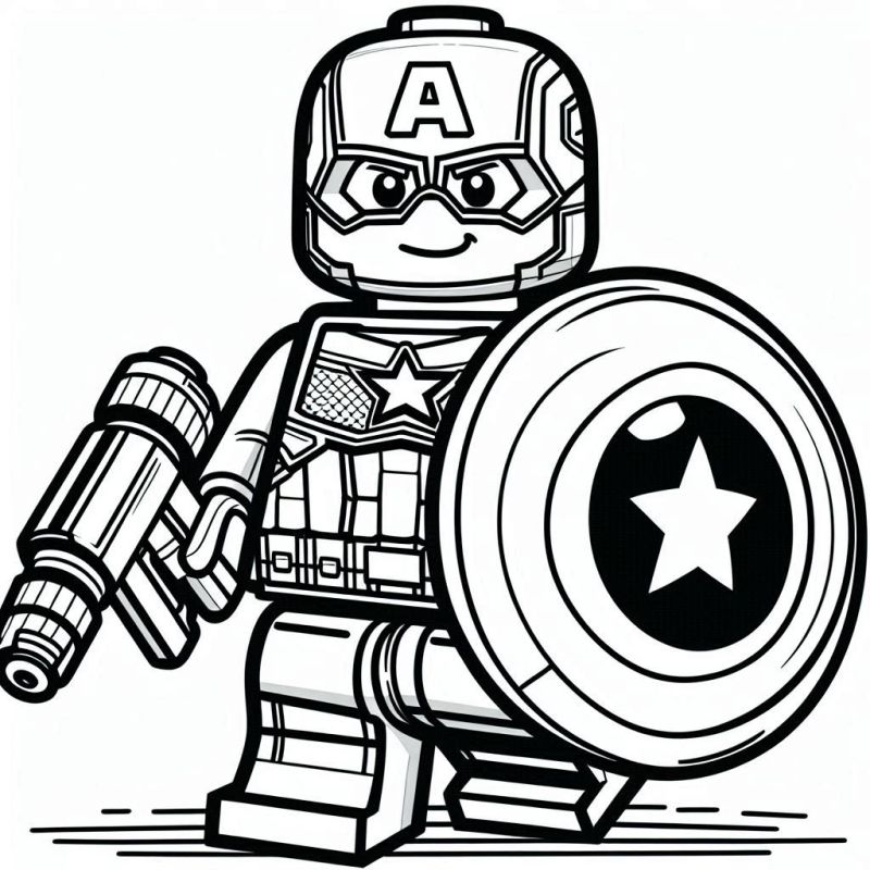 Capitão América em LEGO: Um Desenho para Colorir