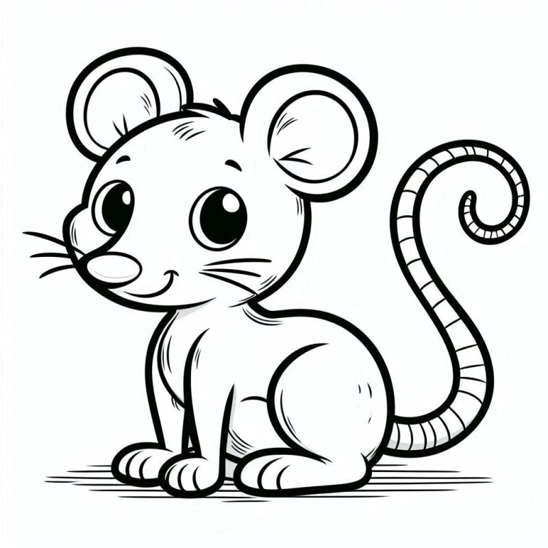 Desenho de Ratinho Amigável para Colorir