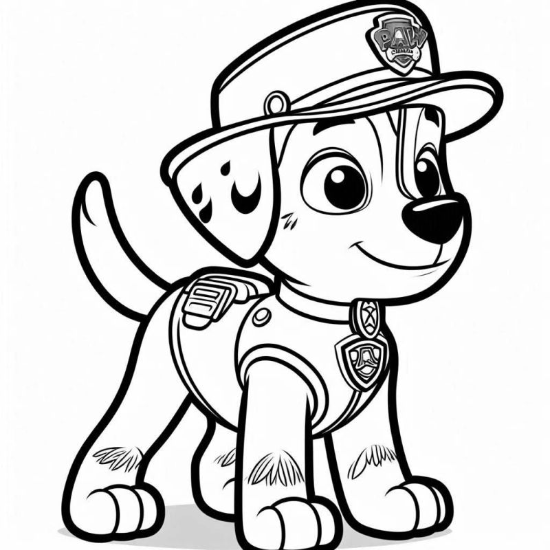 Desenho do cachorro da Patrulha Canina pronto para aventura