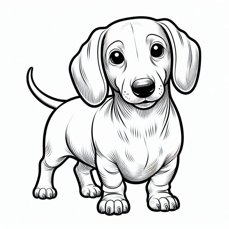 Colorir Dachshund: Desenho Exclusivo de Cão Salsicha