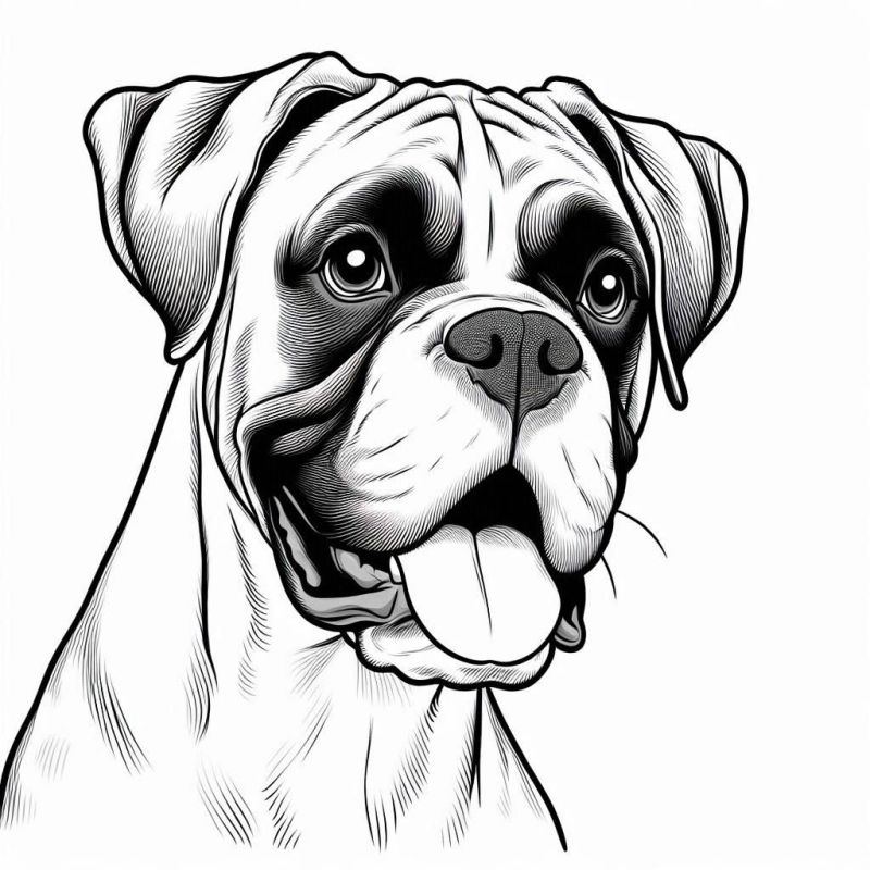 Desenho Realista de Boxer para Colorir