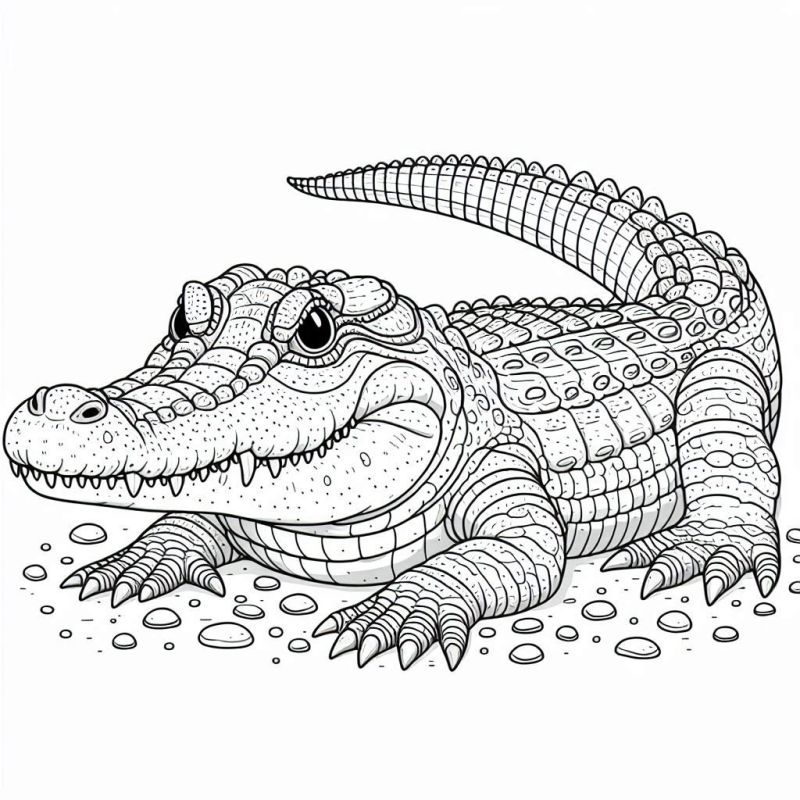 Desenho Detalhado de Crocodilo para Colorir