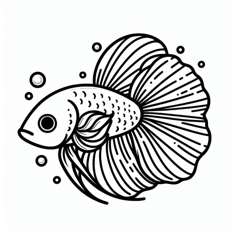 Desenho Detalhado de Peixe Betta para Colorir