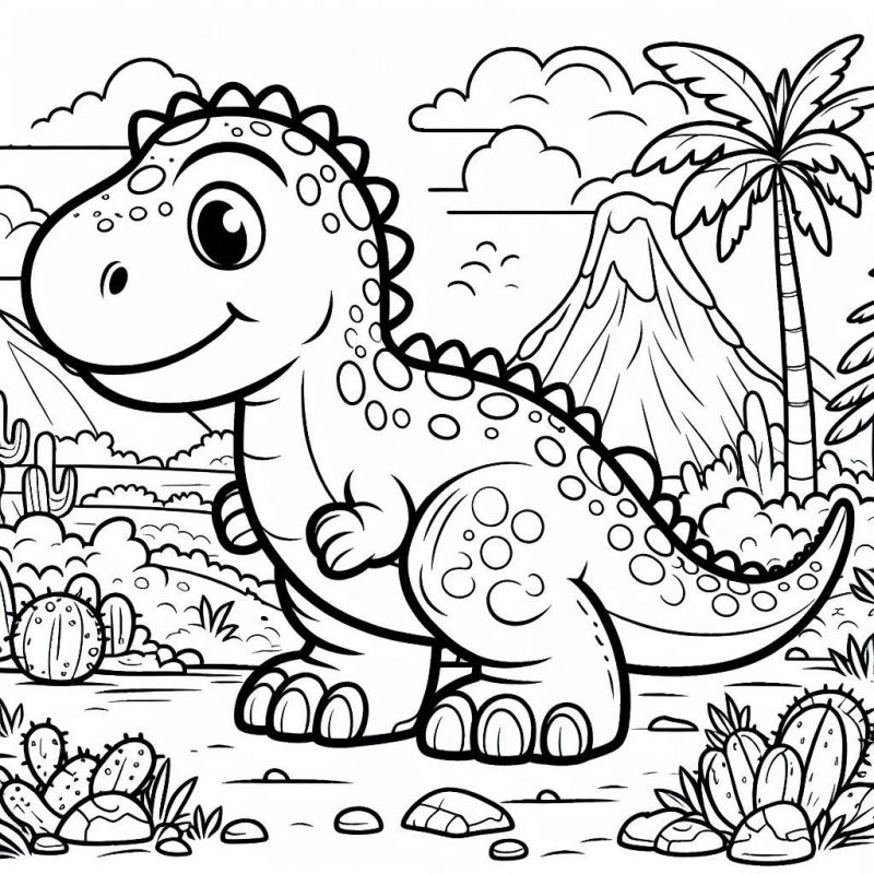 Dinossauro Cartunesco e Divertido para Colorir