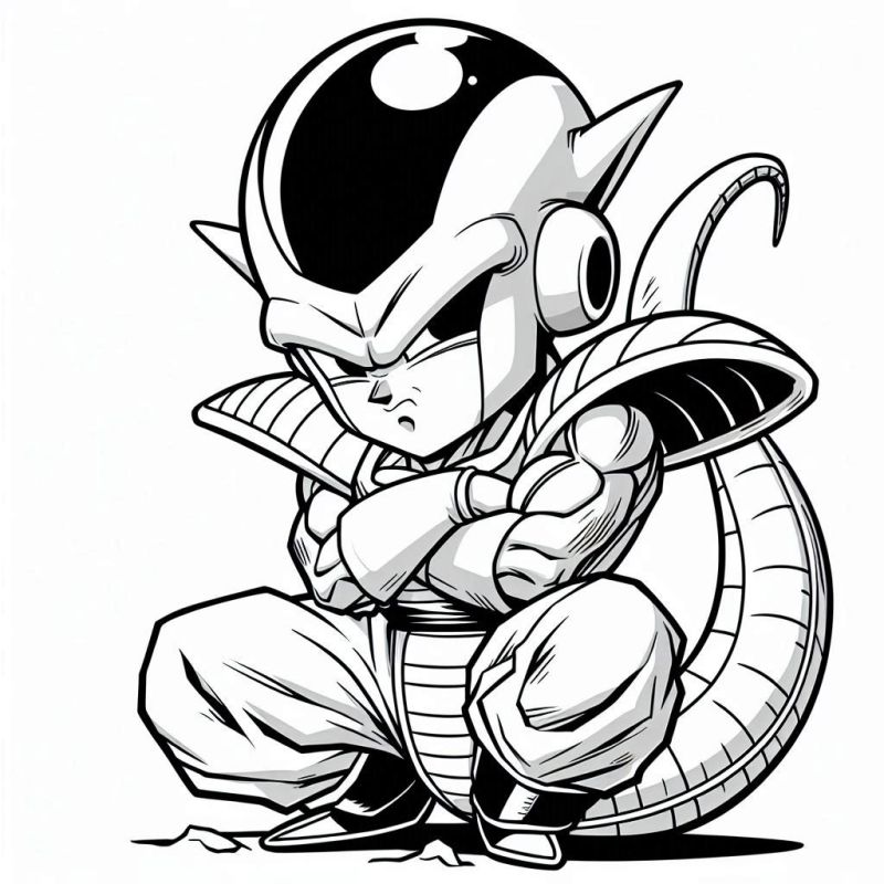 Desenho do Freeza do Dragon Ball em pose imponente para colorir