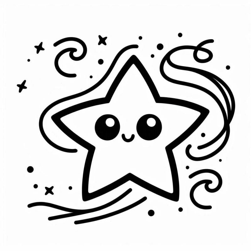 Desenho de estrela fofa e sorridente para colorir