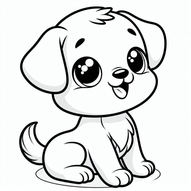 Desenho Fofo de Filhote de Cachorro para Colorir