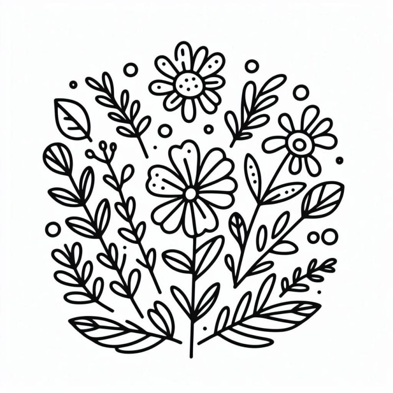 Desenho de Flores Estilizadas para Colorir