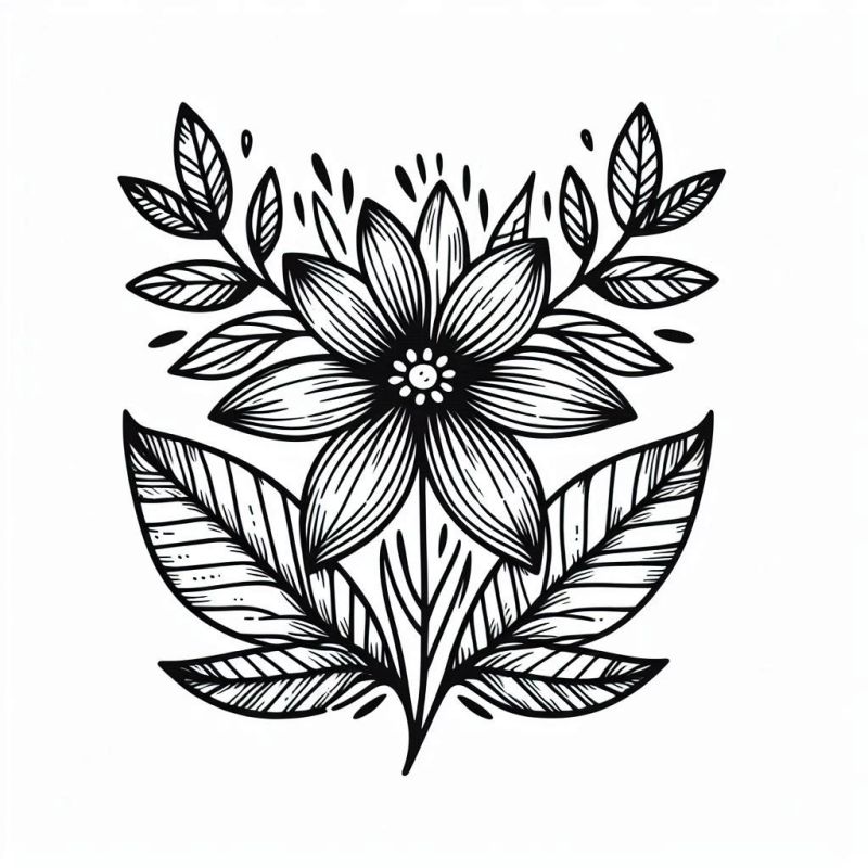 Desenho de Flor Estilizada para Colorir