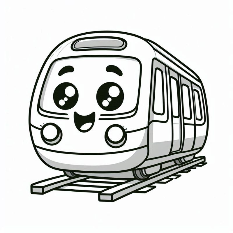 Desenho de Trem Fofo para Colorir