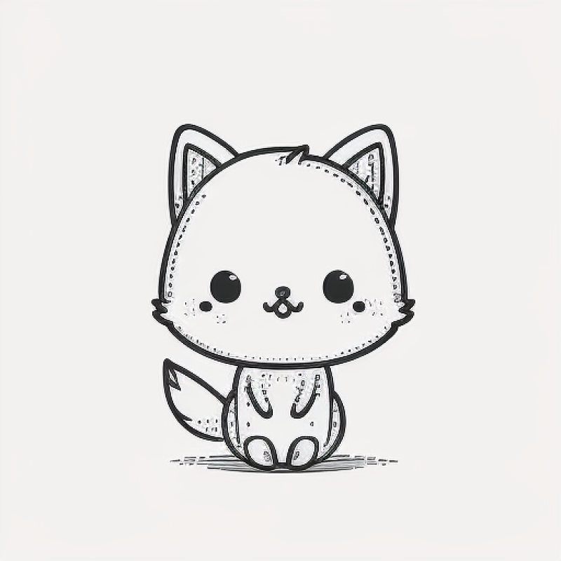 Desenho de um gatinho fofo kawaii para colorir