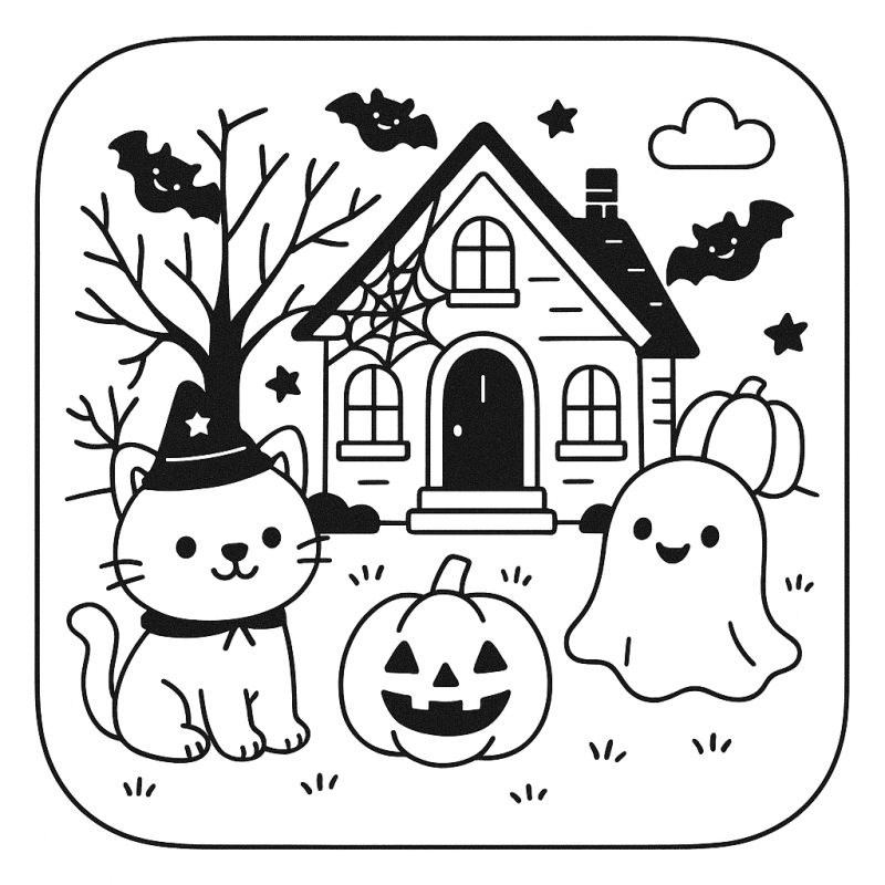 Desenho Fofinho de Halloween para Colorir