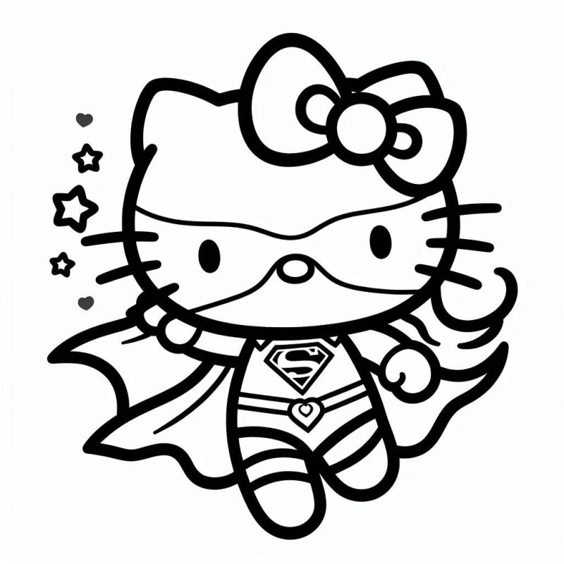 Desenho da Kitty como Super-Heroína para Colorir