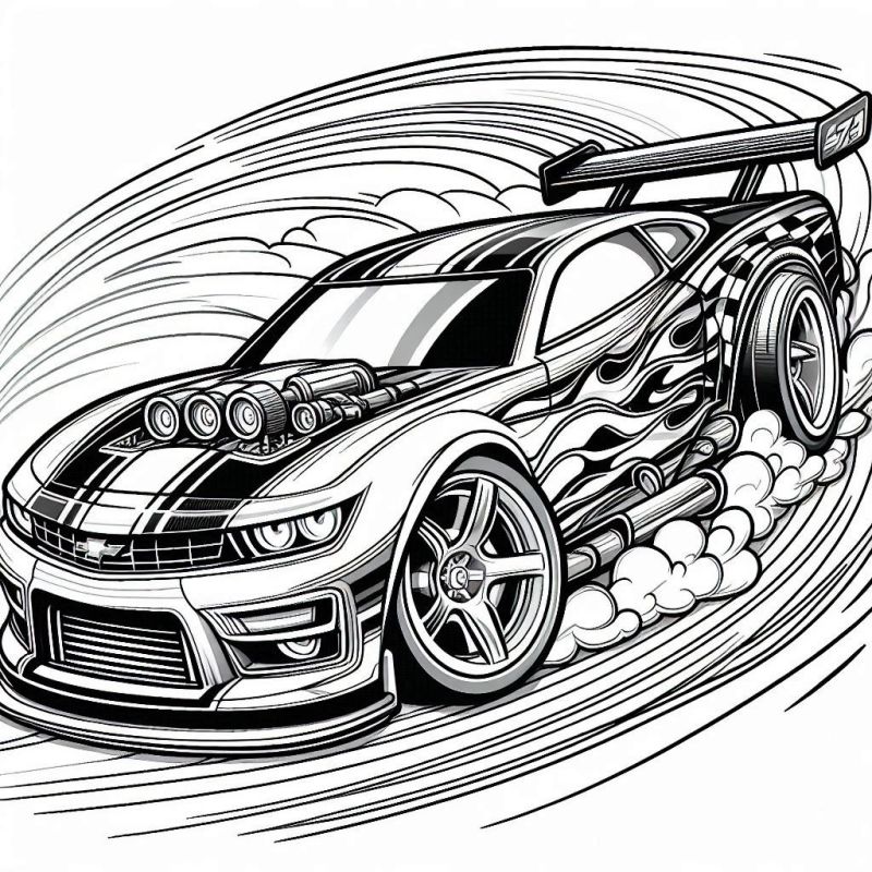 Desenho Detalhado de Carro Hot Wheels para Colorir