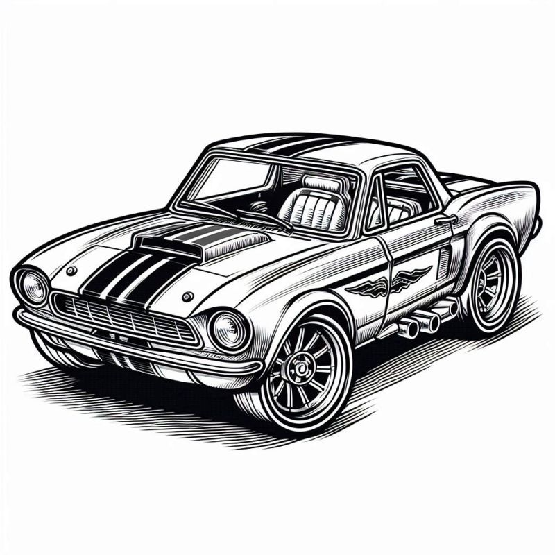 Desenho de Carro Esportivo Clássico Hot Wheels para Colorir