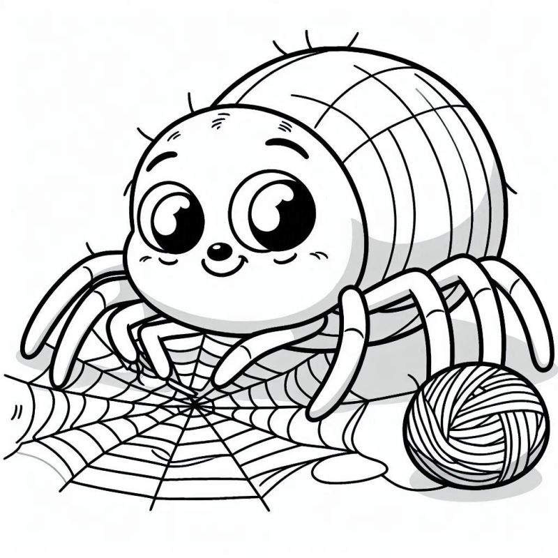 Desenho de Aranha Cartoon Amigável para Colorir