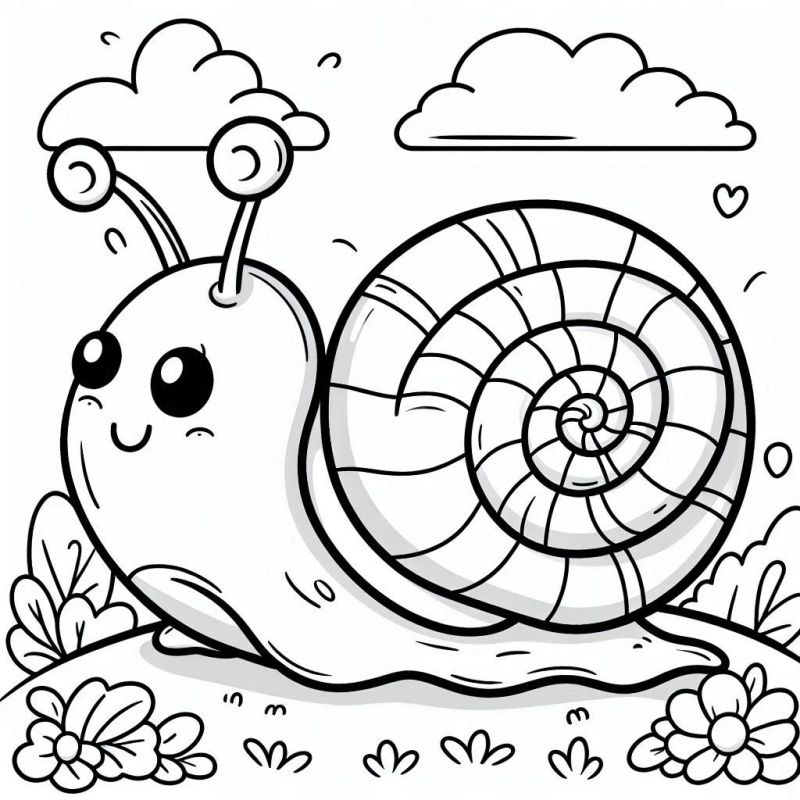 Imagem de um caracol simpático para colorir