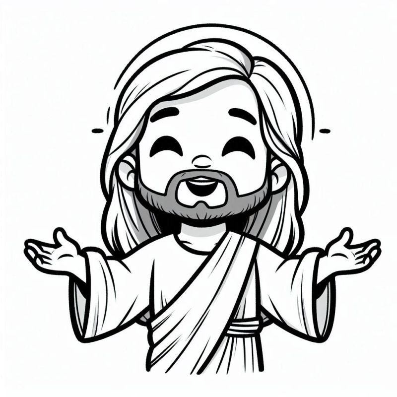 Colorindo a Simpatia: Desenho de Jesus Animado Sorridente