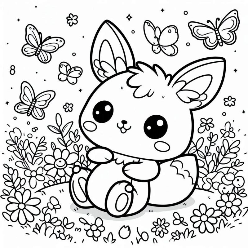 Adorável Desenho Kawaii de Animal para Colorir