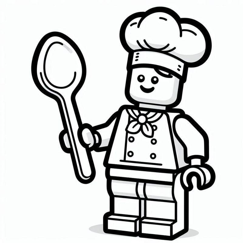 Desenho de Chef de Cozinha Lego para Colorir