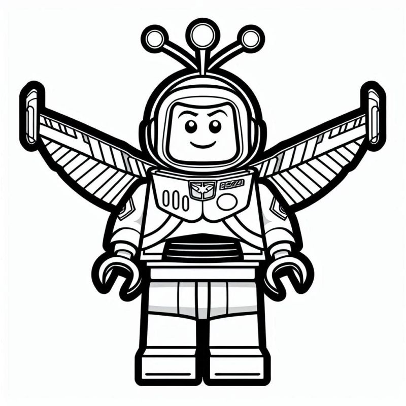 Desenho de um astronauta LEGO detalhado para colorir