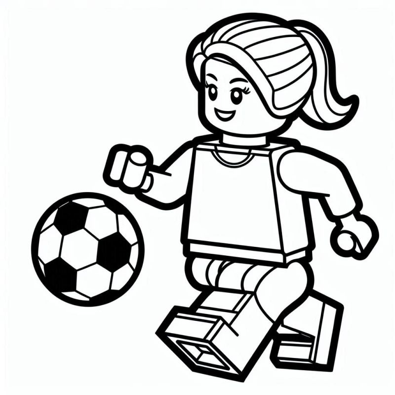 Desenho de Figura Feminina Lego Esportiva para Colorir