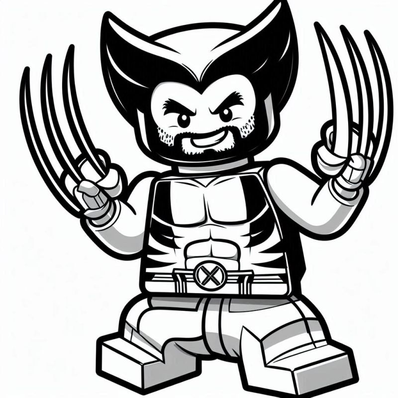 Desenho de Wolverine em estilo LEGO para colorir