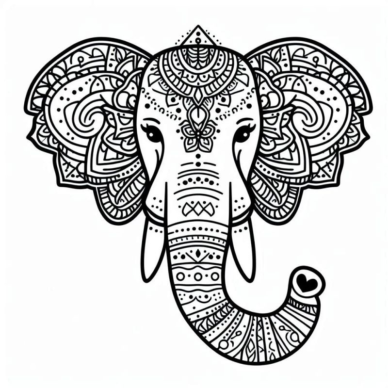 Mandala de elefante detalhada para colorir