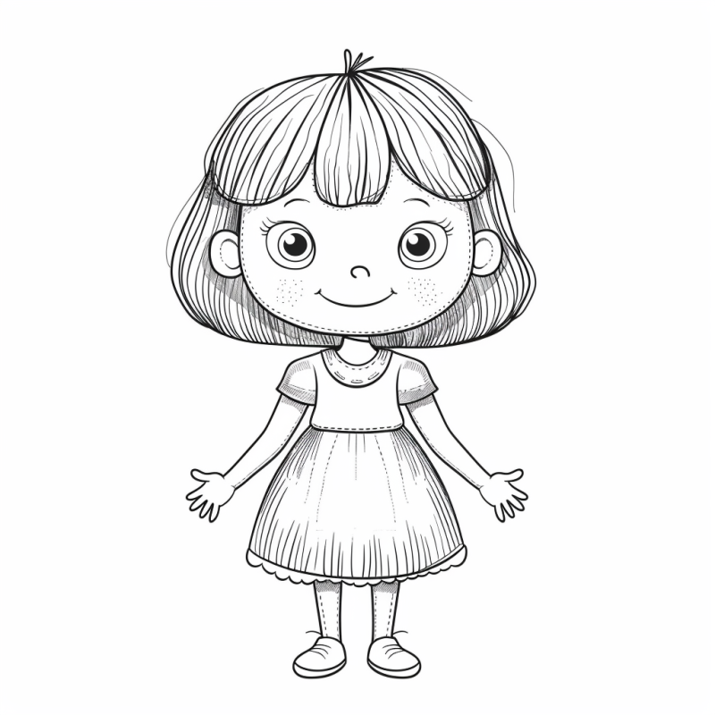 Desenho de Menina Sorridente para Colorir